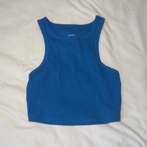 wild fable Royal Blue Ribbed Scoop Neck Crop Tank